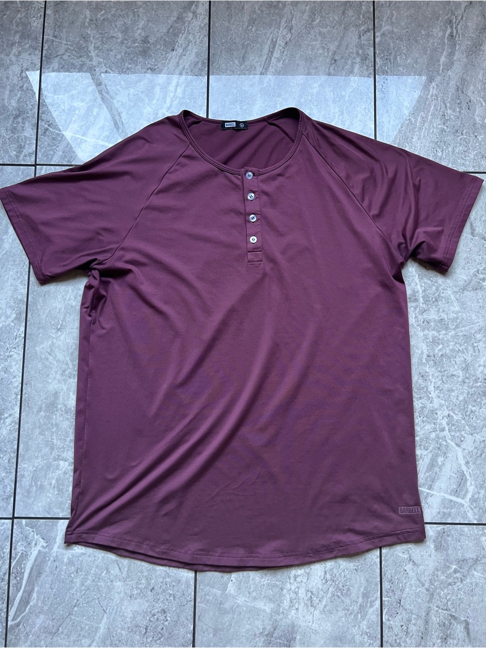 Barbell Apparel Scout Henley Shirt Mens Short Sleeve Maroon Athletic Fit Sz XL